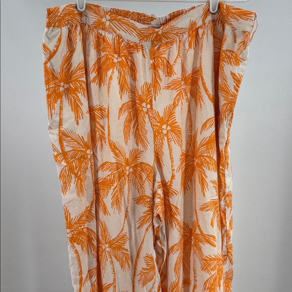 Future Collective with Alani Noelle Women's Wide Leg Relaxed Palm Tree linen 1X - Picture 7 of 13
